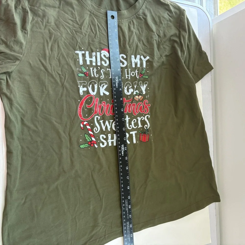 Christmas T-Shirt Funny Holiday Tee Too Hot For Ugly Sweaters 1XL‎ - Picture 7 of 7